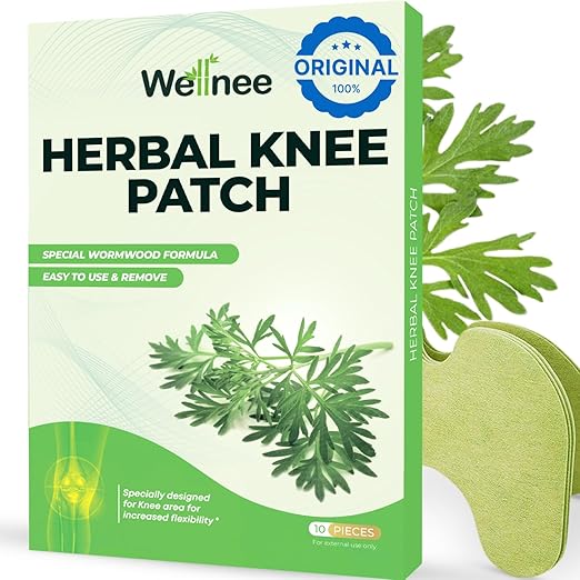 Original Herbal Knee Patch – Wellknee Plaster for Knee Support & Muscle Pain – Maximum Strength for a Temporary Relief – Adhesive Heat Patches Made with Natural Herbs for Wellness